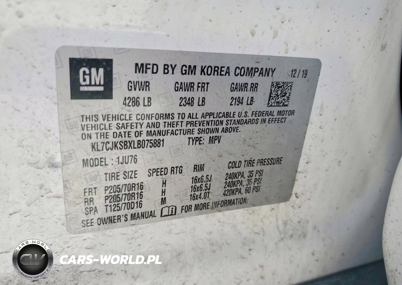 2020 Chevrolet Trax Ls VIN:KL7CJKSBXLB075881 - 12