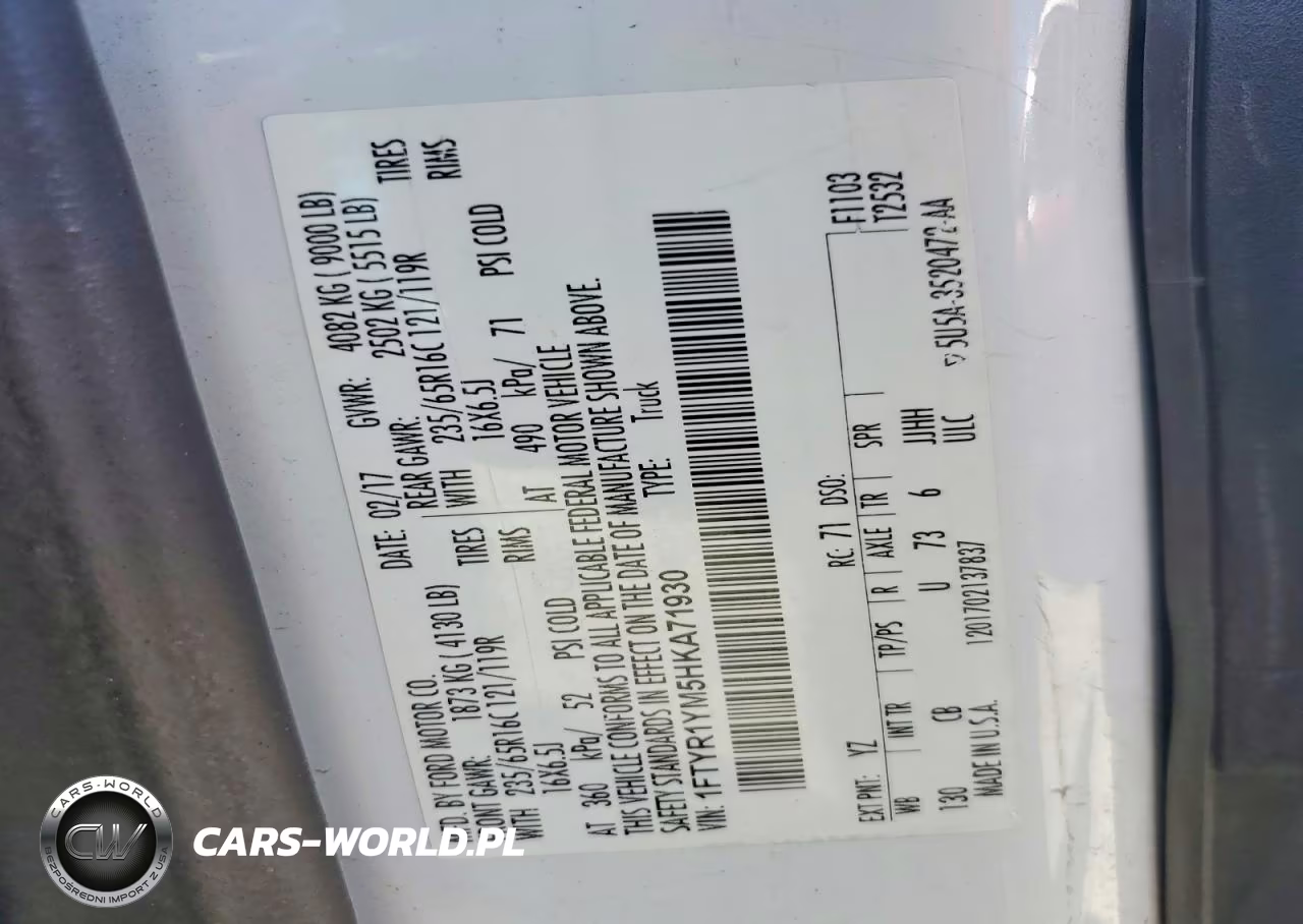 2017 Ford Transit T-250 VIN:1FTYR1YM5HKA71930 - 13
