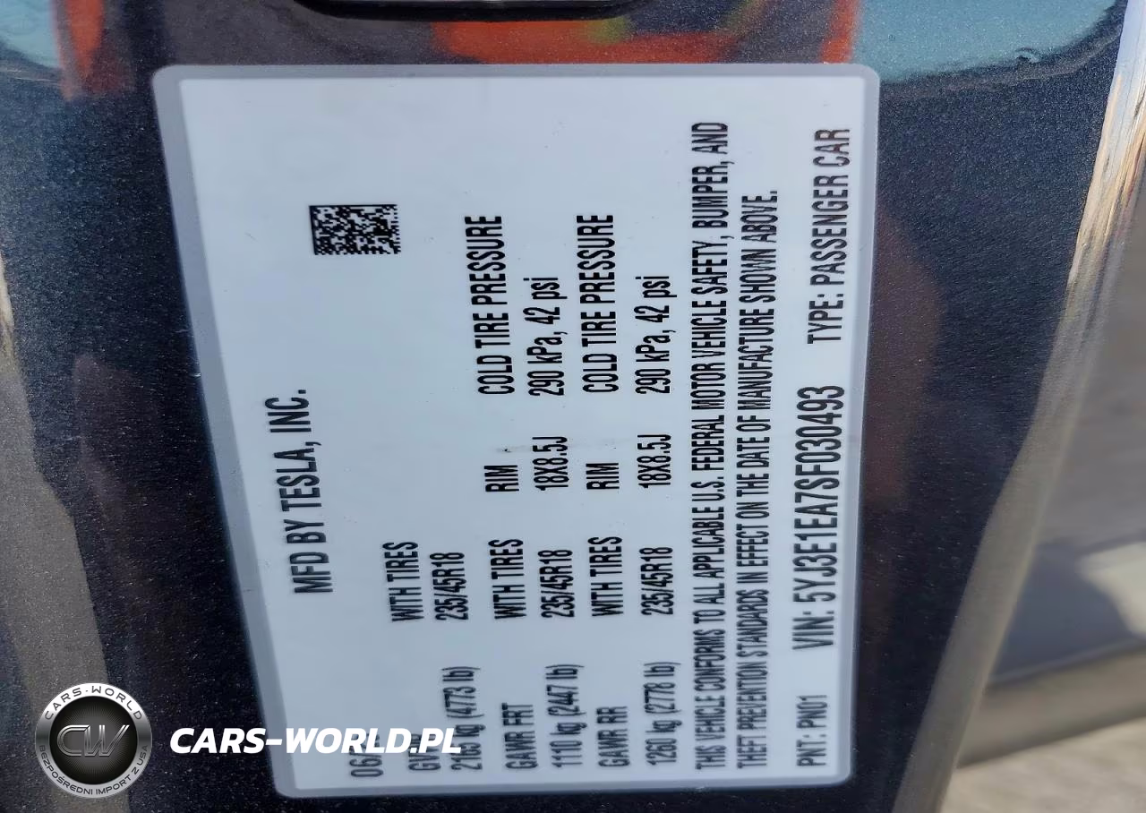 2025 Tesla Model 3 VIN:5YJ3E1EA7SF030493 - 13