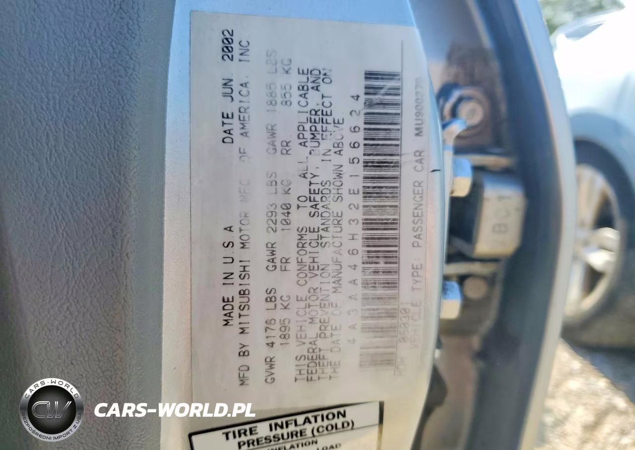 2002 Mitsubishi Galant Es VIN:4A3AA46H32E156624 - 12