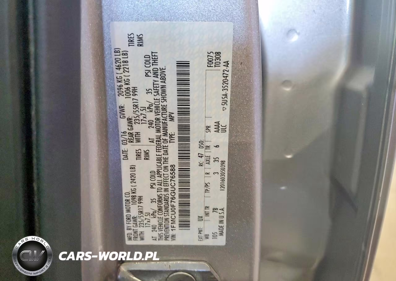 2016 Ford Escape S VIN:1FMCU0F76GUC76588 - 13