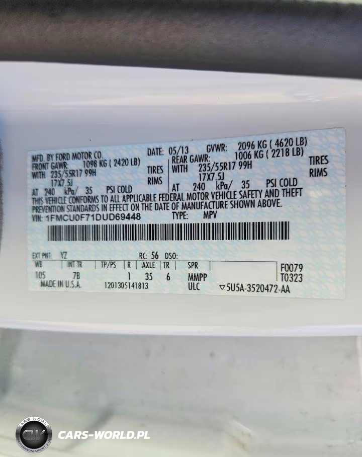 2013 Ford Escape S VIN:1FMCU0F71DUD69448 - 14