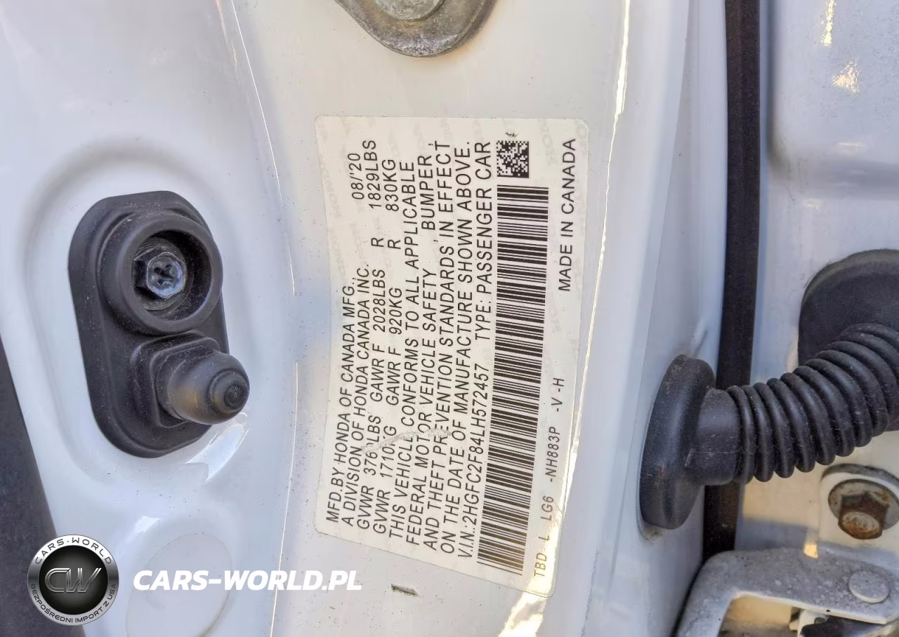 2020 Honda Civic Sport VIN:2HGFC2F84LH572457 - 12
