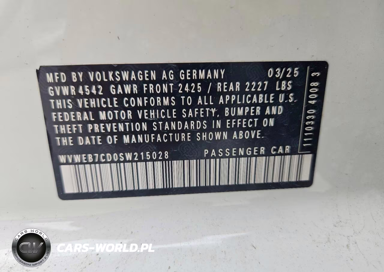 2025 Volkswagen Golf R VIN:WVWEB7CD0SW215028 - 12