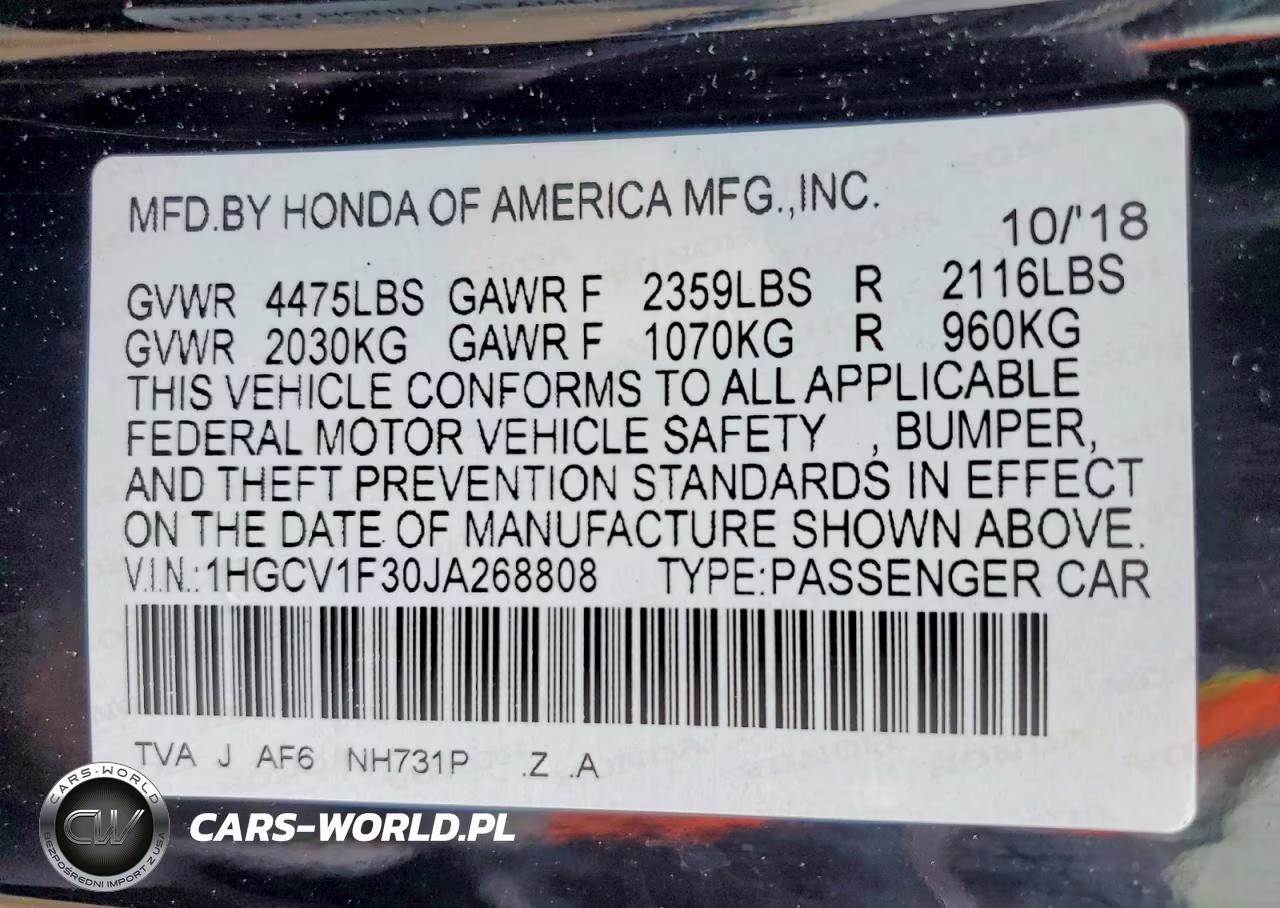 2018 Honda Accord Sport VIN:1HGCV1F30JA268808 - 13