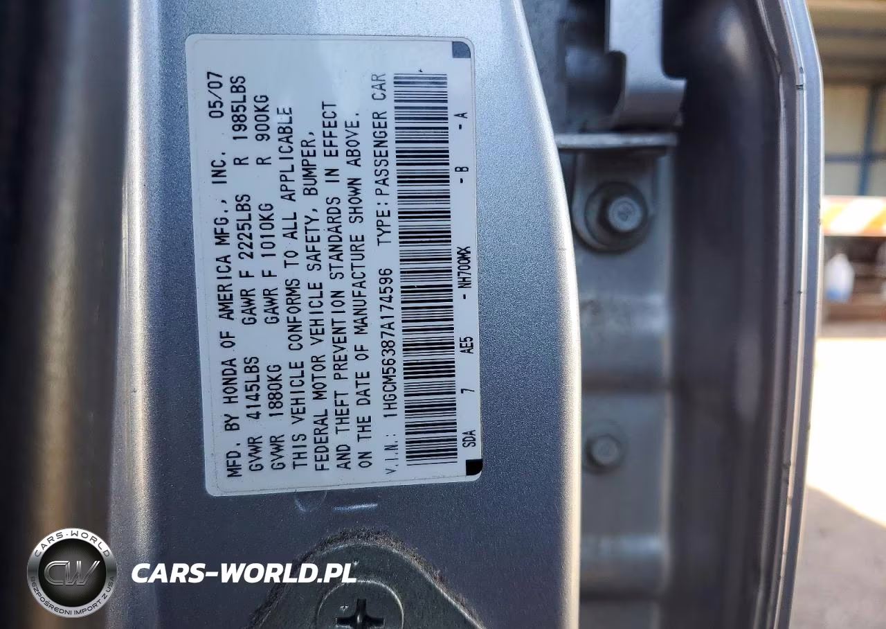 2007 Honda Accord Se VIN:1HGCM56387A174596 - 12