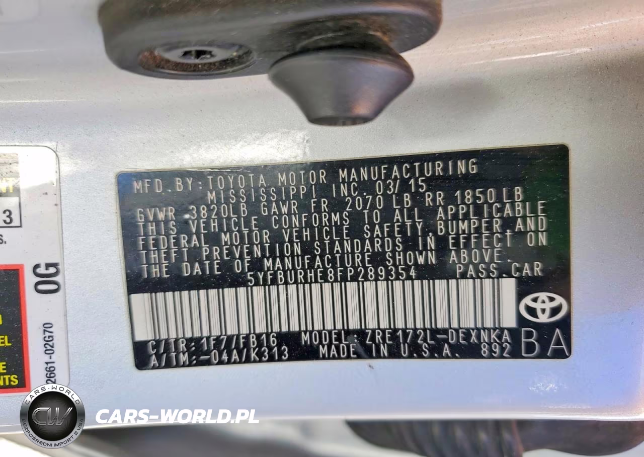 2015 Toyota Corolla Le Plus VIN:5YFBURHE8FP289354 - 12