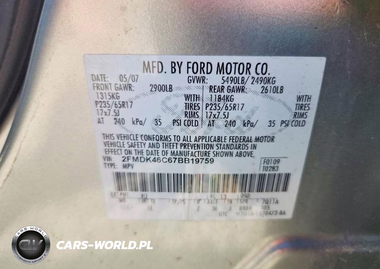 2007 Ford Edge Se VIN:2FMDK46C67BB19759 - 13