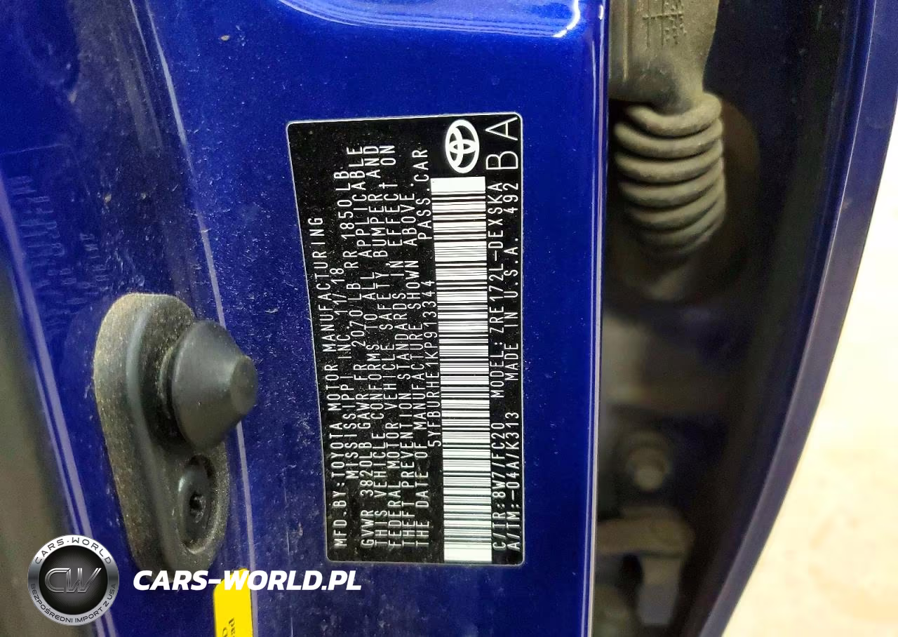 2019 Toyota Corolla Se VIN:5YFBURHE1KP913344 - 12