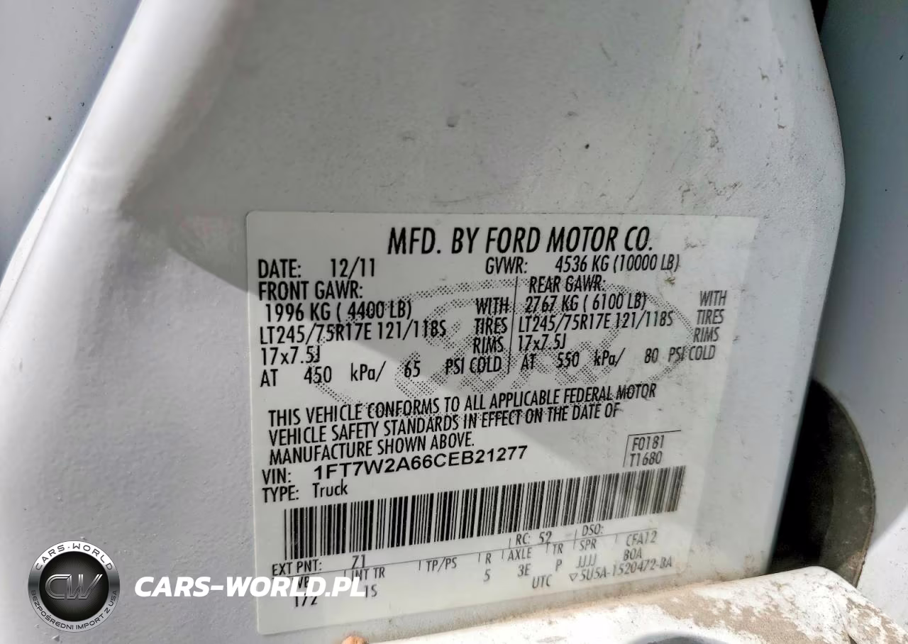 2012 Ford F250 Super Duty VIN:1FT7W2A66CEB21277 - 12