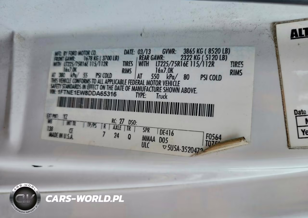2013 Ford Econoline E150 Van VIN:1FTNE1EW8DDA65316 - 13