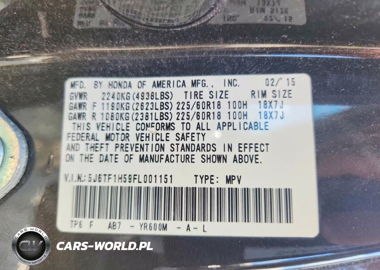 2015 Honda Crosstour Exl VIN:5J6TF1H59FL001151 - 12