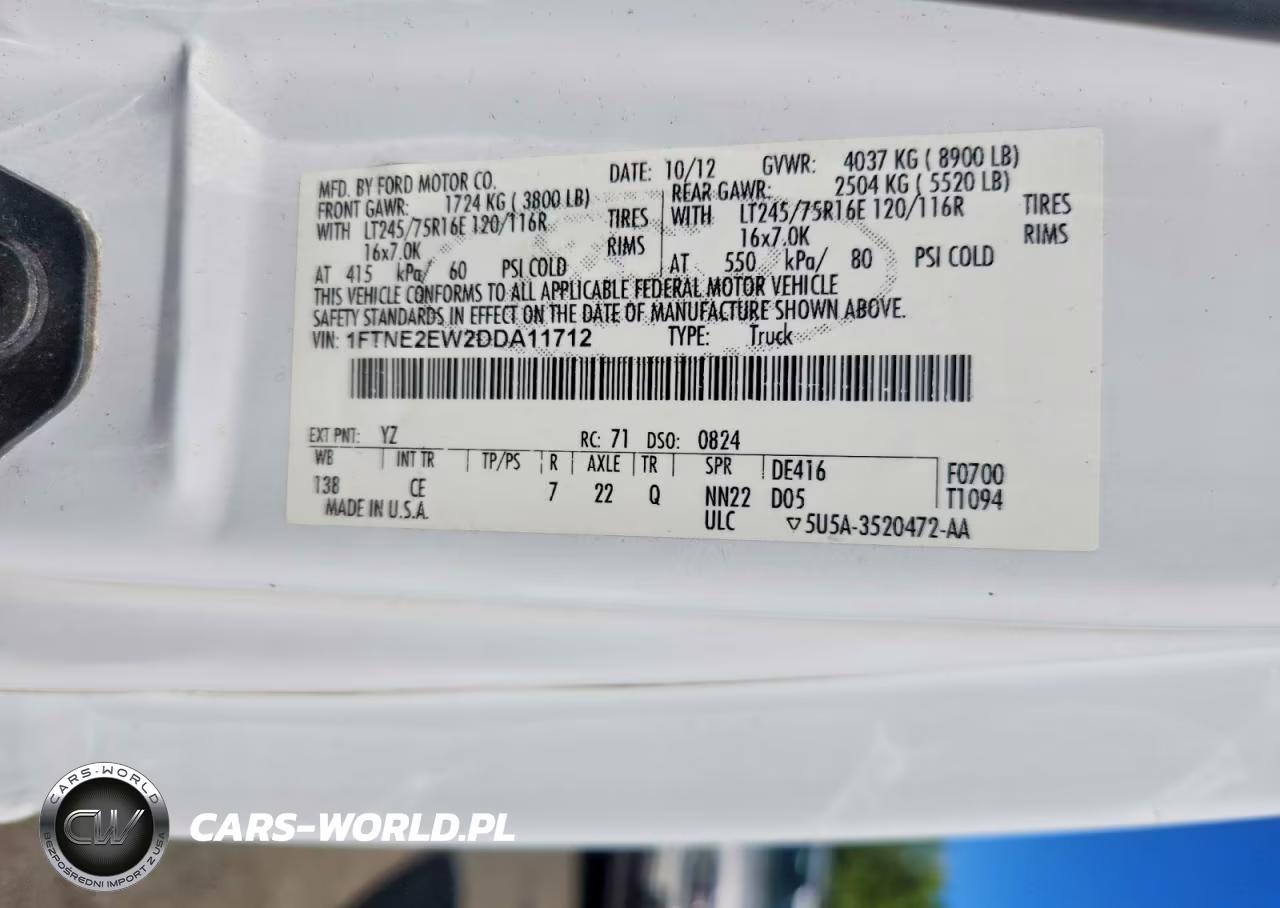 2013 Ford Econoline E250 Van VIN:1FTNE2EW2DDA11712 - 13