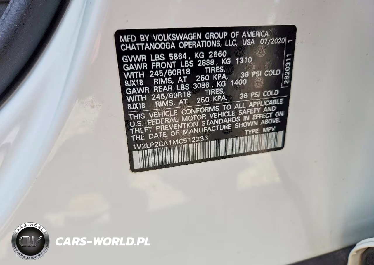 2021 Volkswagen Atlas Se VIN:1V2LP2CA1MC512233 - 13