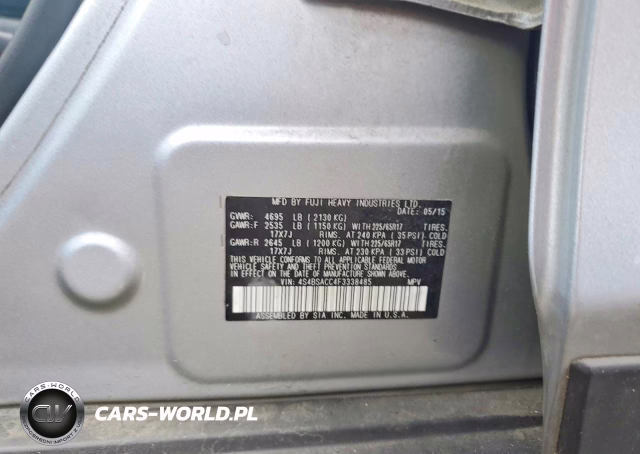 2015 Subaru Outback 2.5I Premium VIN:4S4BSACC4F3338485 - 12