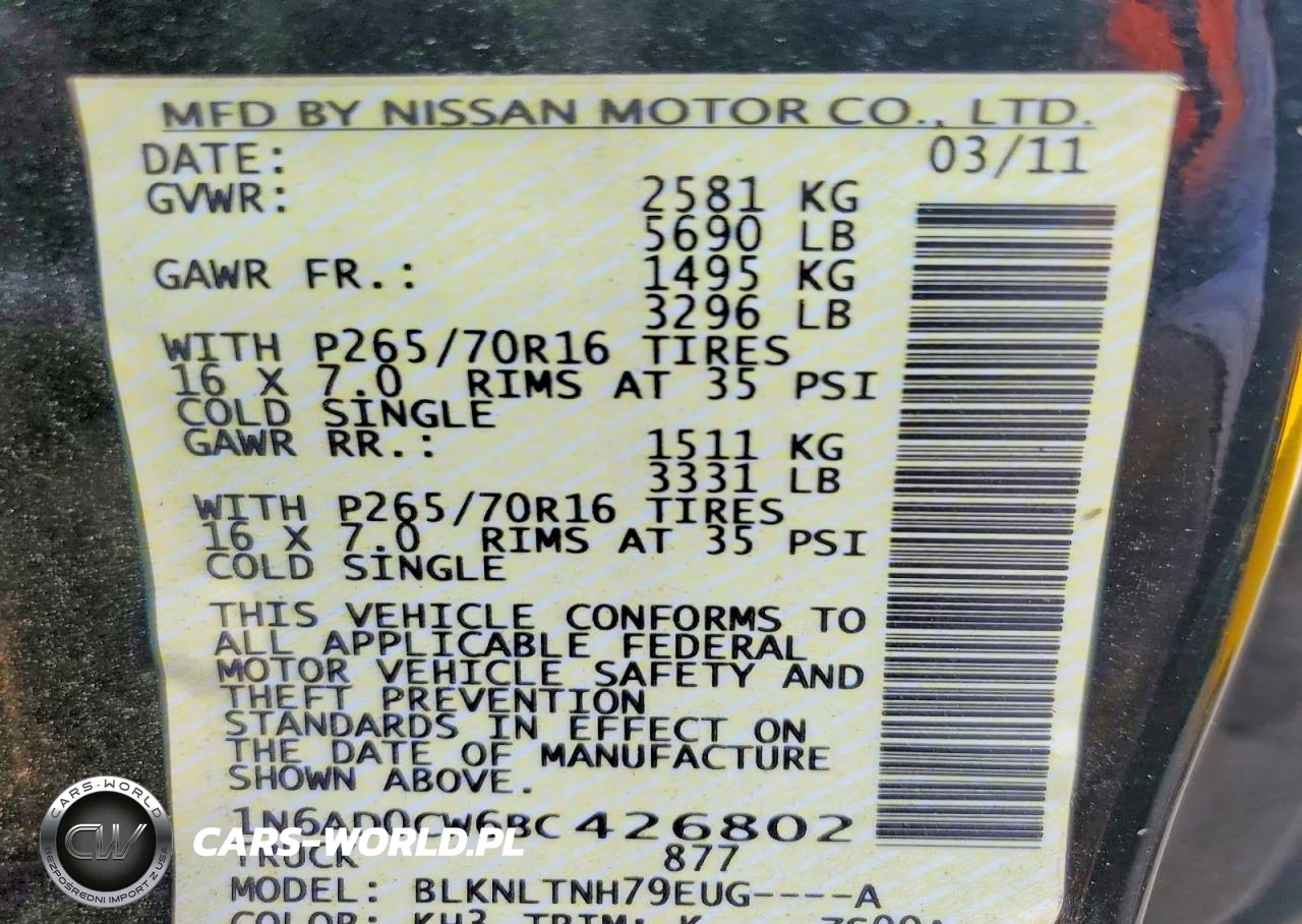 2011 Nissan Frontier Sv V6 VIN:1N6AD0CW6BC426802 - 12