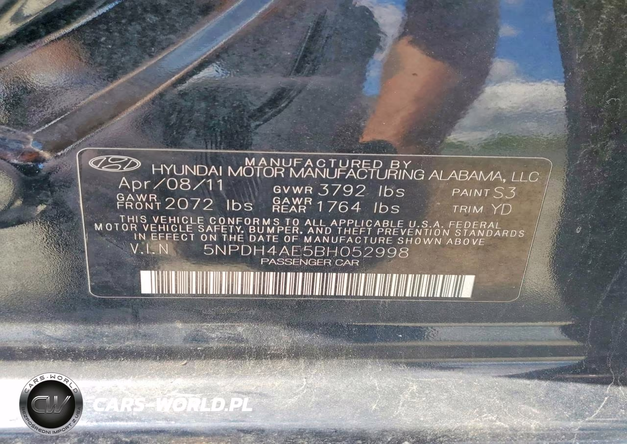 2011 Hyundai Elantra Gls VIN:5NPDH4AE5BH052998 - 13