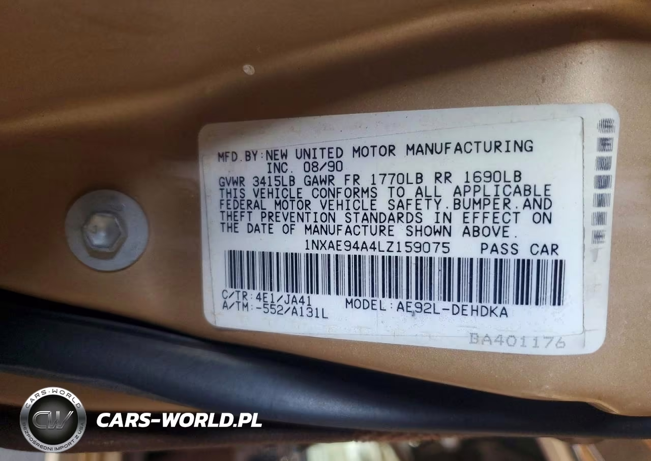 1990 Toyota Corolla Dlx VIN:1NXAE94A4LZ159075 - 13