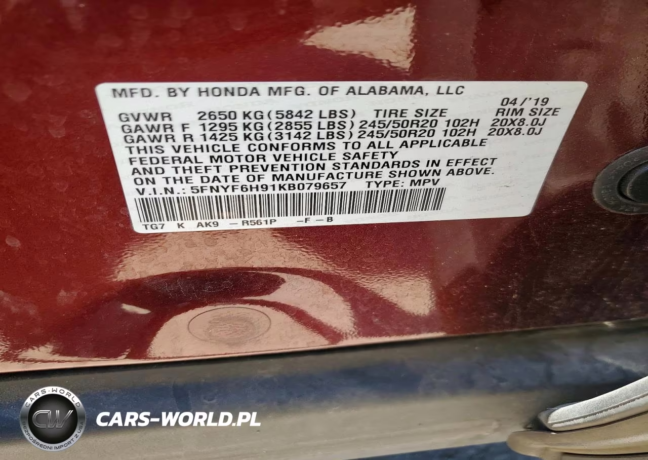 2019 Honda Pilot Touring VIN:5FNYF6H91KB079657 - 13