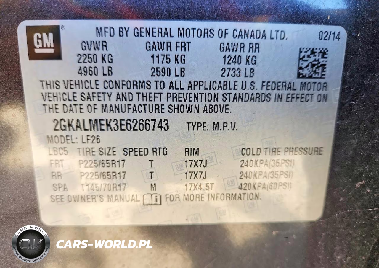 2014 GMC Terrain Sle VIN:2GKALMEK3E6266743 - 14