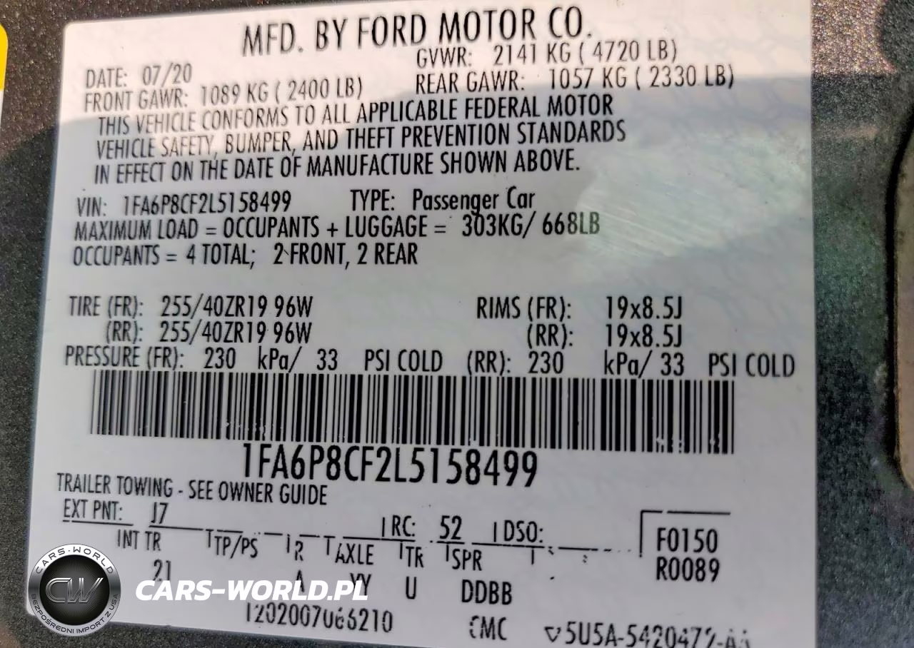 2020 Ford Mustang Gt VIN:1FA6P8CF2L5158499 - 12