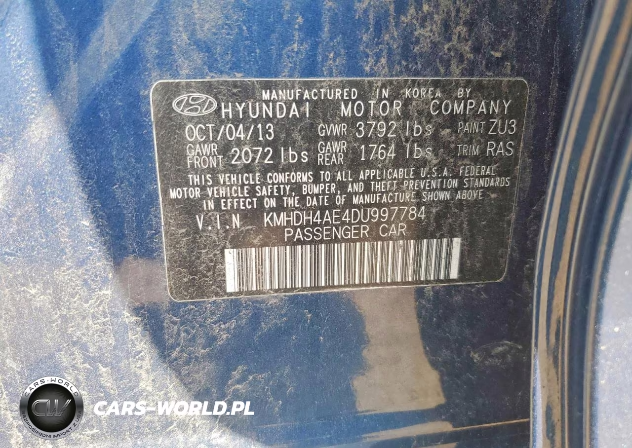 2013 Hyundai Elantra Gls VIN:KMHDH4AE4DU997784 - 12