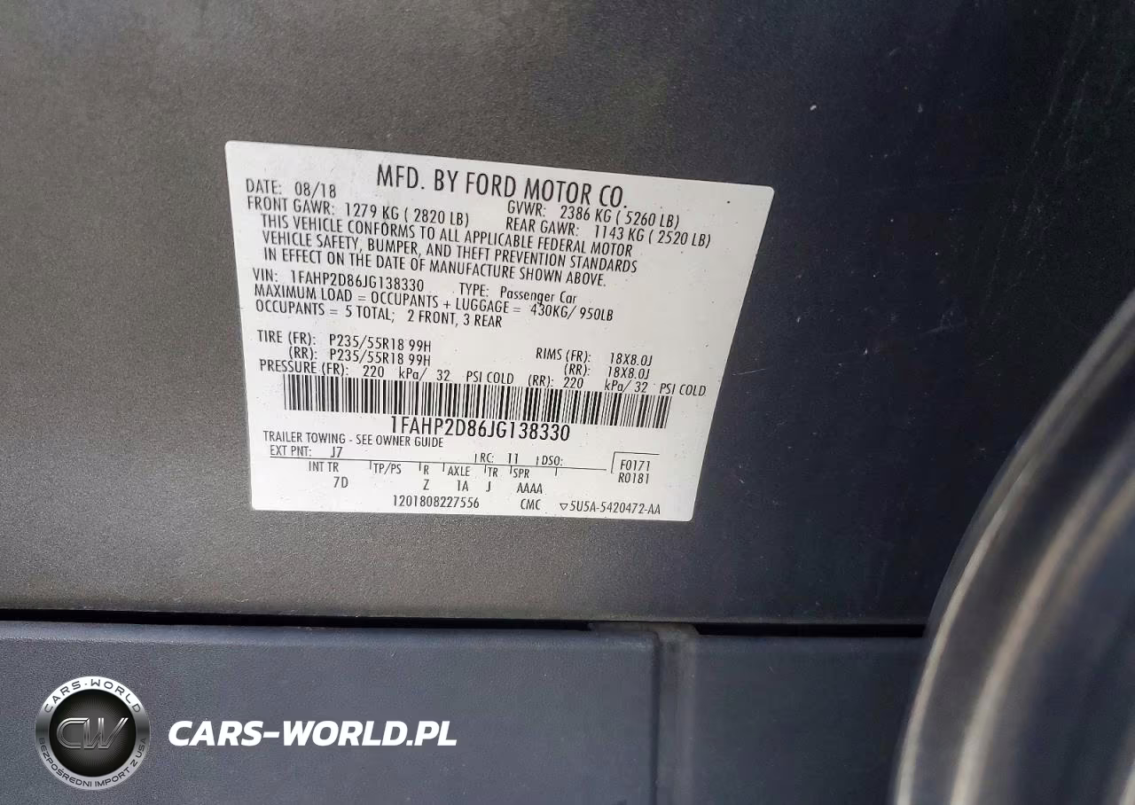 2018 Ford Taurus Se VIN:1FAHP2D86JG138330 - 12