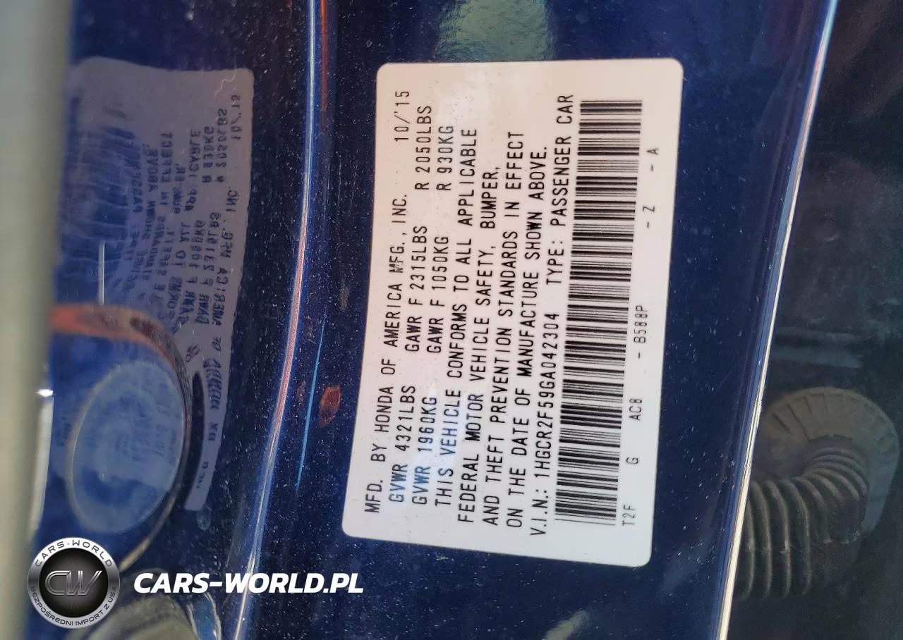 2016 Honda Accord Sport VIN:1HGCR2F59GA042304 - 13