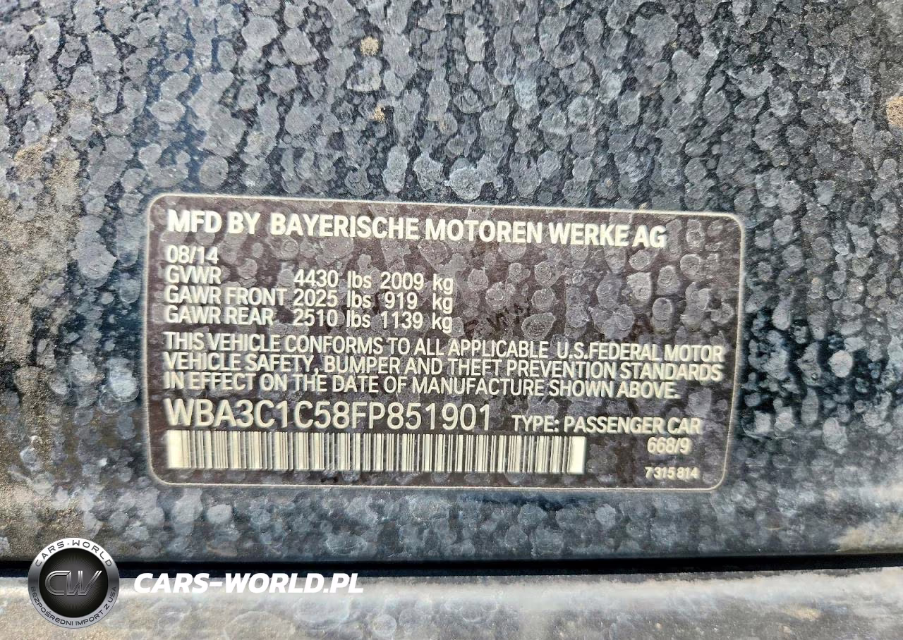 2015 BMW 328 I Sulev VIN:WBA3C1C58FP851901 - 12