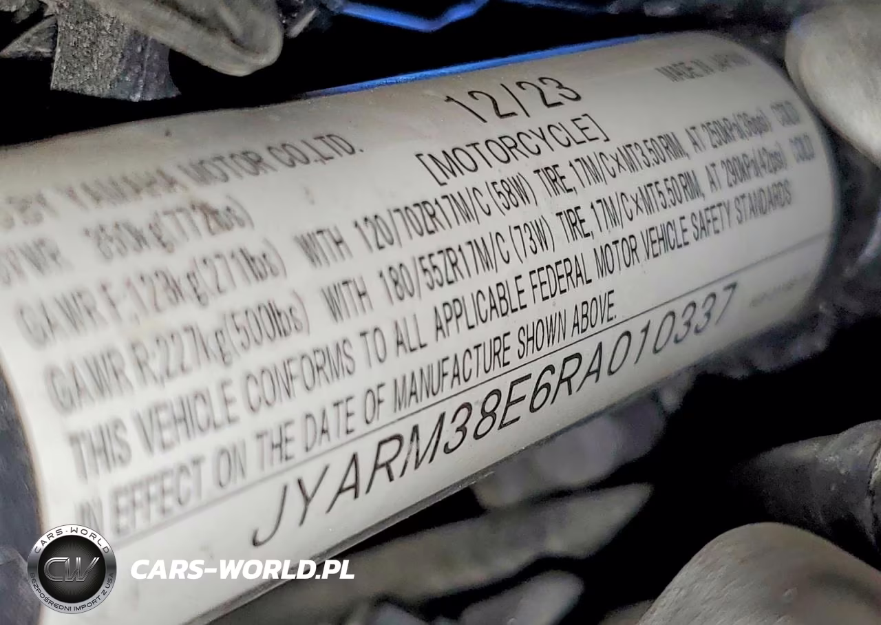 2024 Yamaha Yzfr7 VIN:JYARM38E6RA010337 - 9