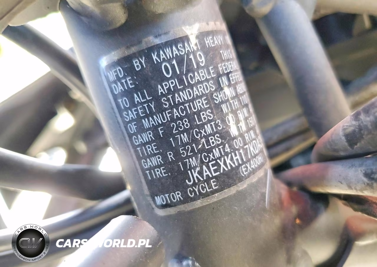 2019 Kawasaki Ex400 VIN:JKAEXKH17KDA39493 - 9