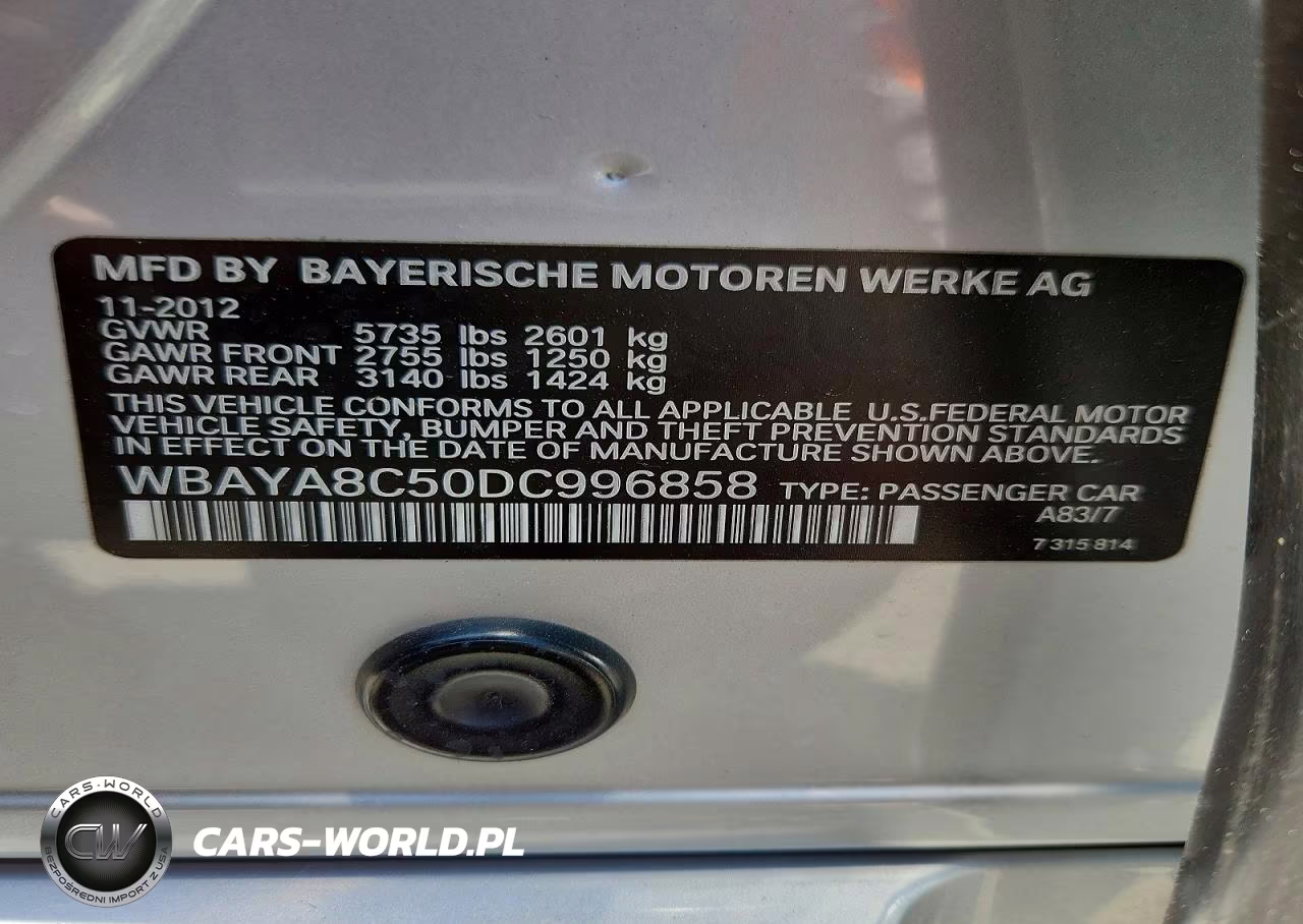 2013 BMW 750 I VIN:WBAYA8C50DC996858 - 12