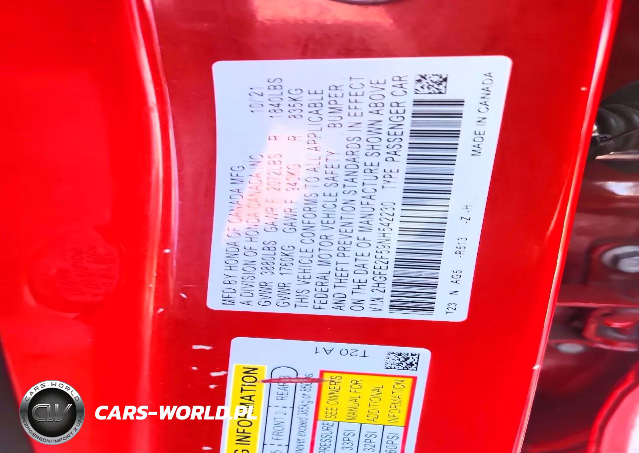 2022 Honda Civic Sport VIN:2HGFE2F59NH542230 - 12