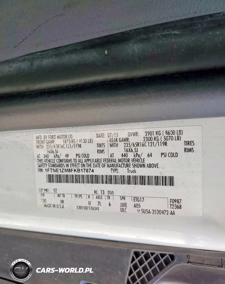 2015 Ford Transit T-150 VIN:1FTNE1ZM8FKB17874 - 13