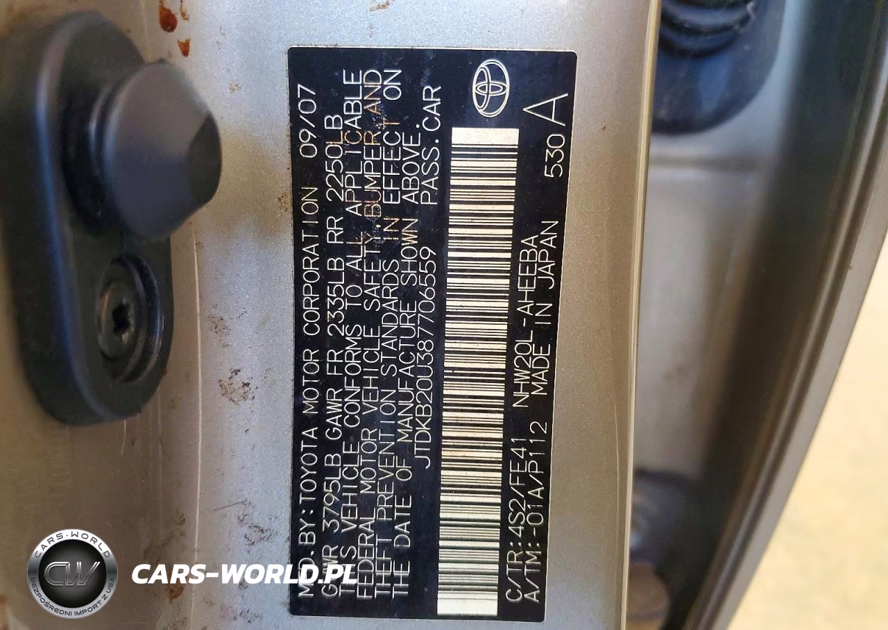 2008 Toyota Prius Base VIN:JTDKB20U387706559 - 12