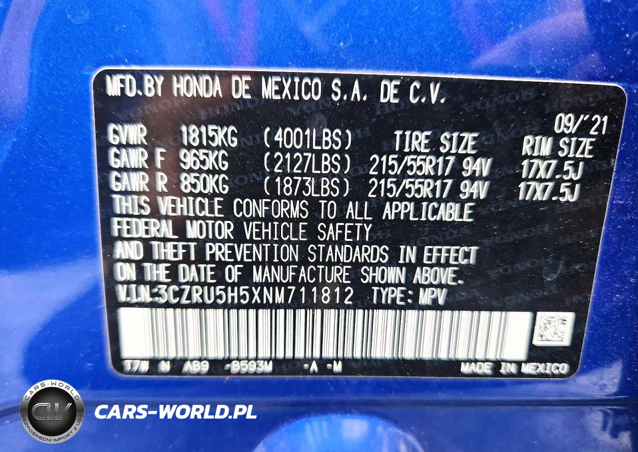 2022 Honda Hr-V Ex VIN:3CZRU5H5XNM711812 - 13