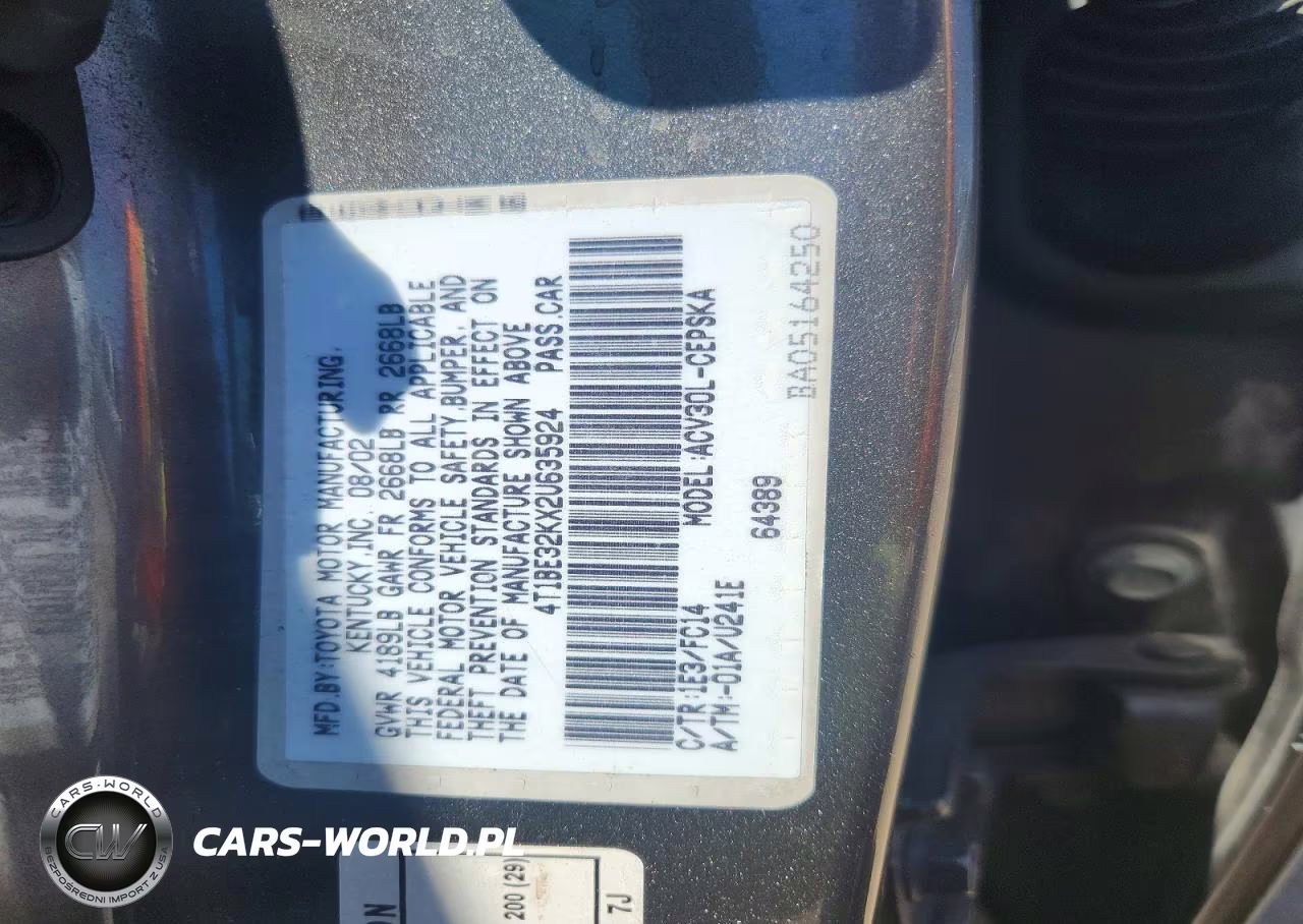 2002 Toyota Camry Se VIN:4T1BE32KX2U635924 - 13