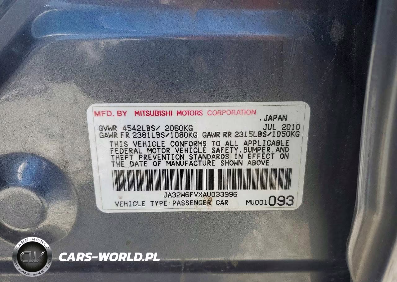 2010 Mitsubishi Lancer Evolution Se VIN:JA32W6FVXAU033996 - 12