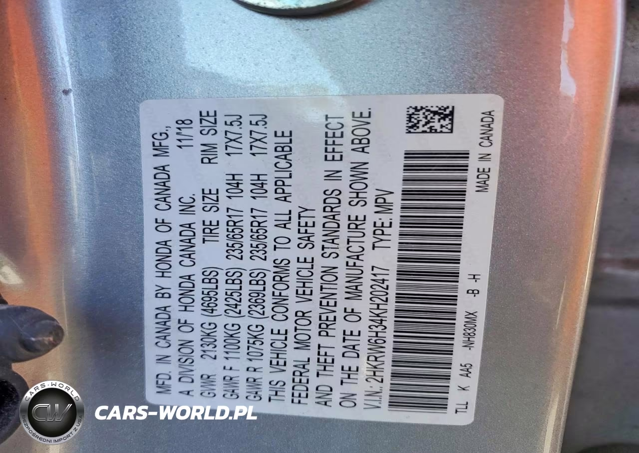 2019 Honda Cr-V Lx VIN:2HKRW6H34KH202417 - 14