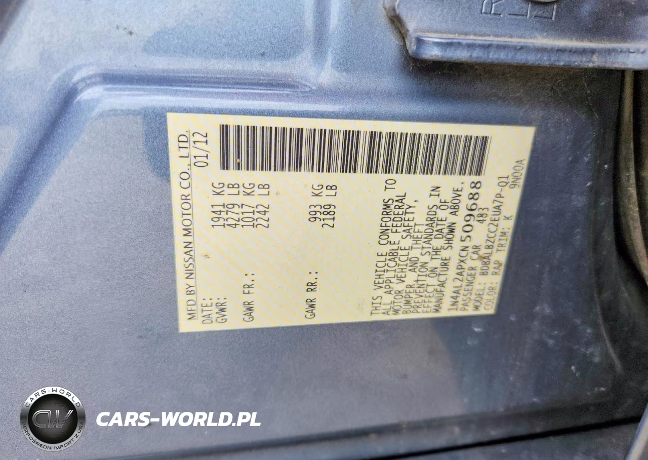 2012 Nissan Altima 2.5 VIN:1N4AL2APXCN509688 - 12