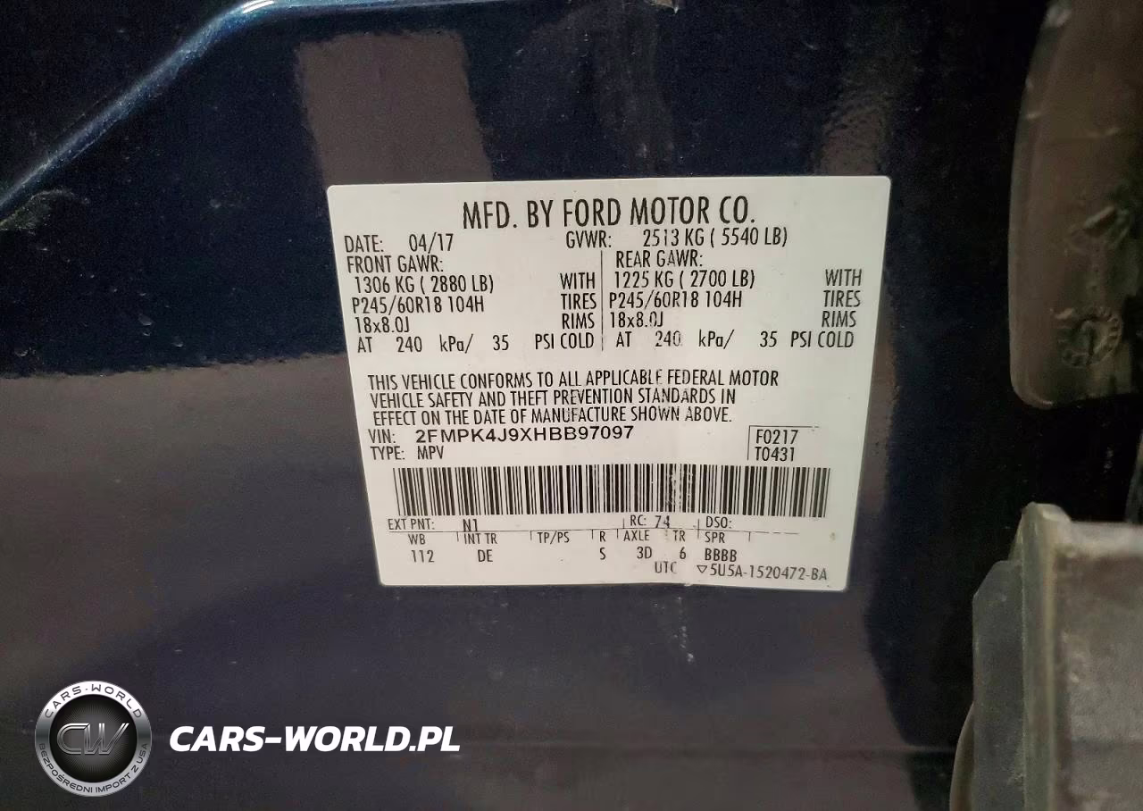 2017 Ford Edge Sel VIN:2FMPK4J9XHBB97097 - 13