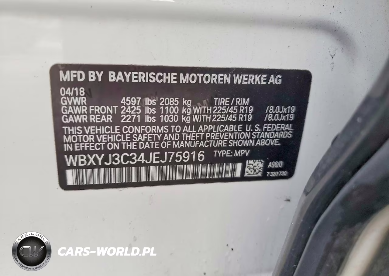 2018 BMW X2 Sdrive28I VIN:WBXYJ3C34JEJ75916 - 13