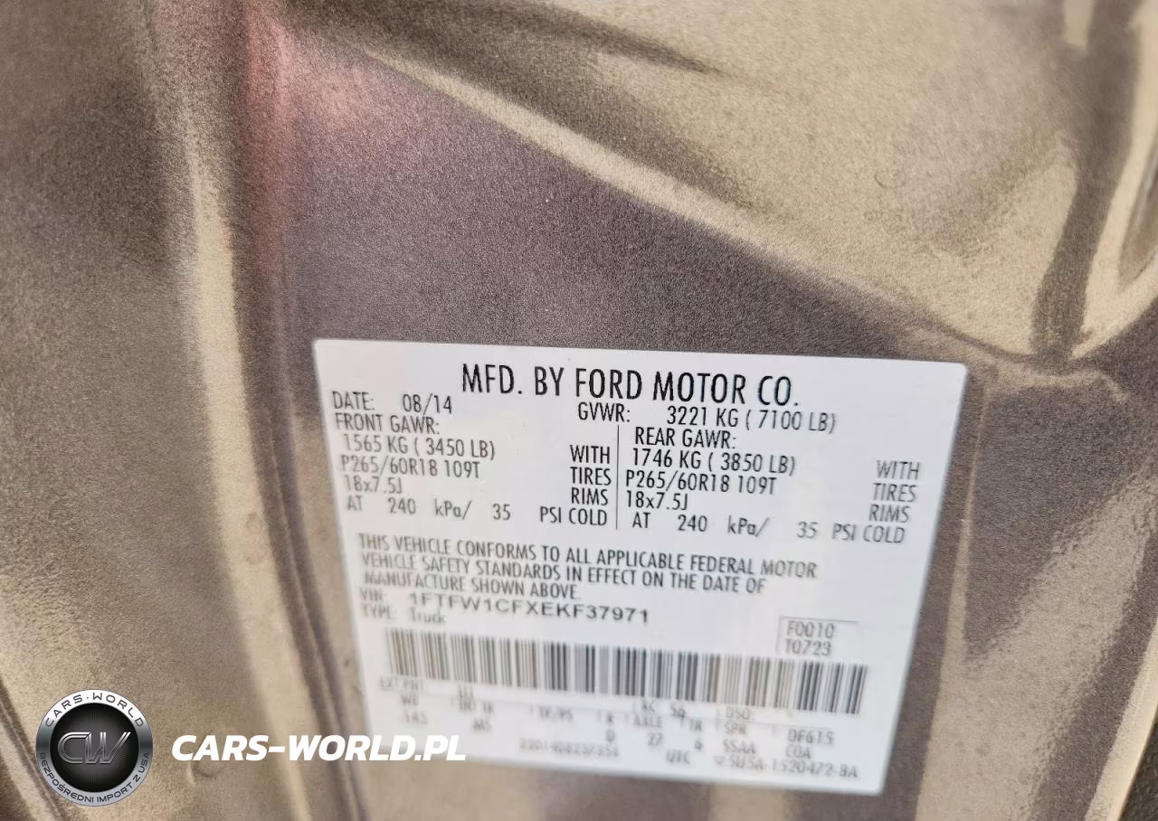 2014 Ford F150 VIN:1FTFW1CFXEKF37971 - 12