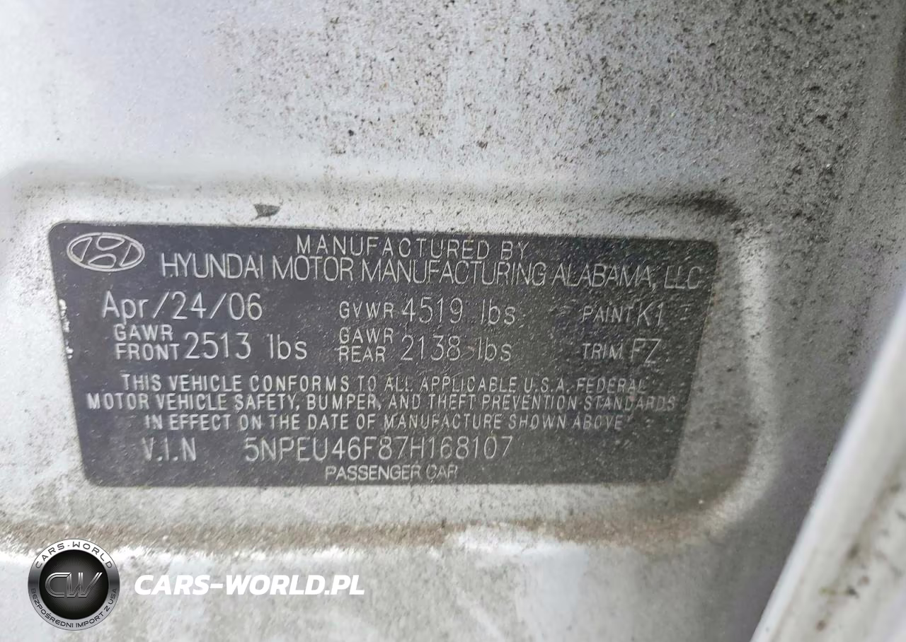 2007 Hyundai Sonata Se VIN:5NPEU46F87H168107 - 12