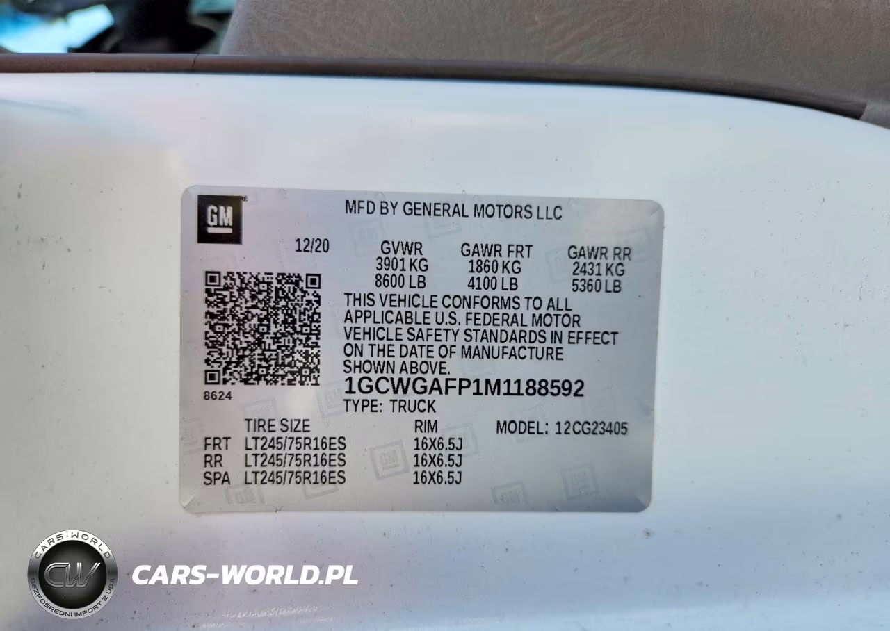 2021 Chevrolet Express G2500 VIN:1GCWGAFP1M1188592 - 13