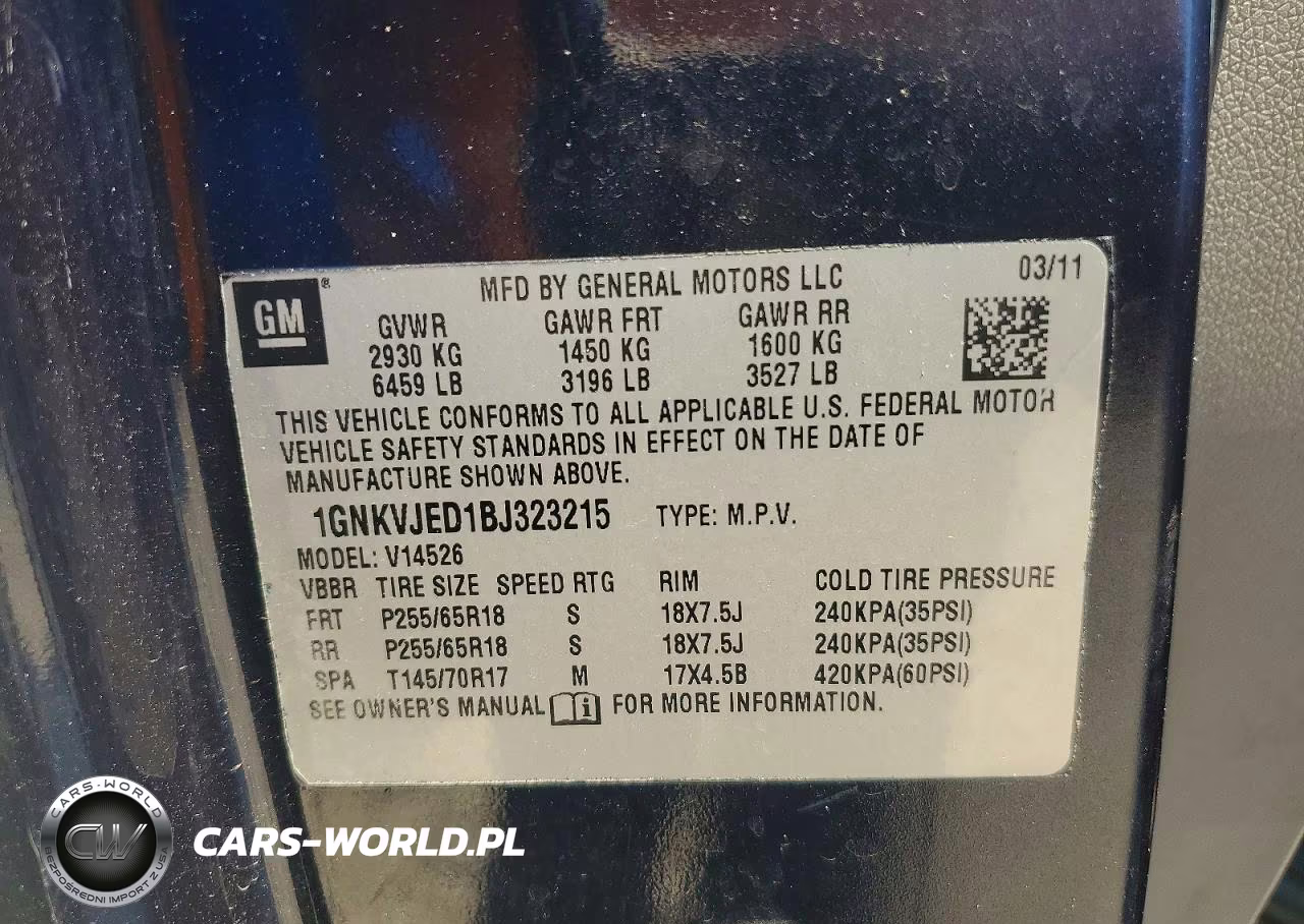 2011 Chevrolet Traverse Lt VIN:1GNKVJED1BJ323215 - 13