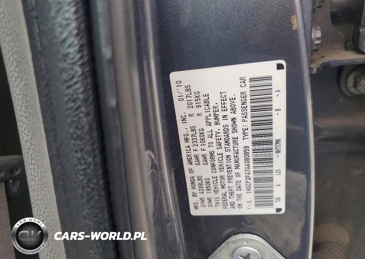 2010 Honda Accord Lxp VIN:1HGCP2F47AA080859 - 12