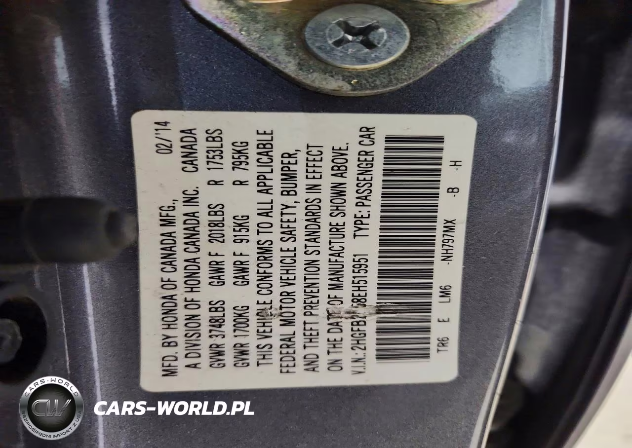 2014 Honda Civic Lx VIN:2HGFB2F58EH515951 - 12