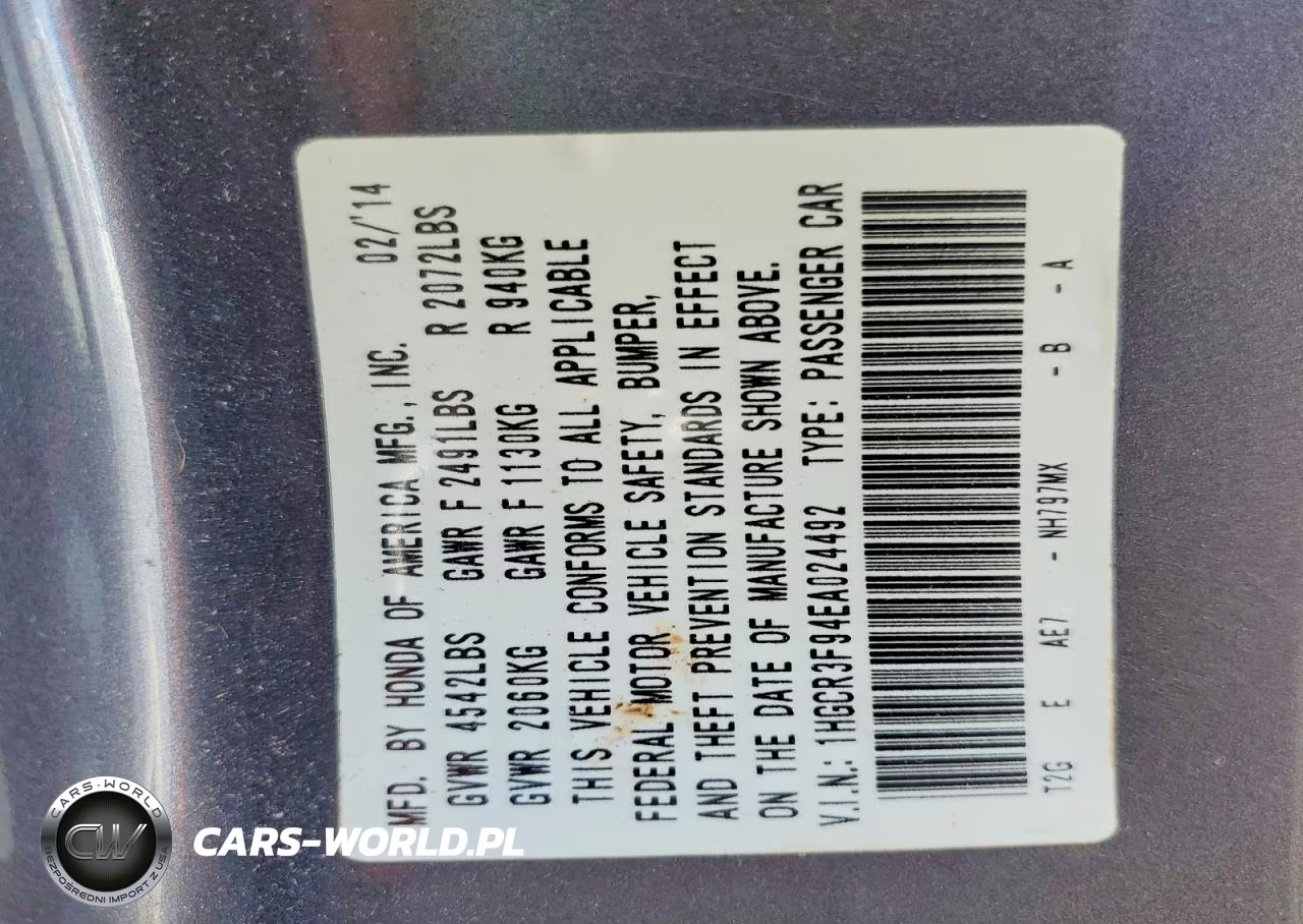 2014 Honda Accord Touring VIN:1HGCR3F94EA024492 - 12