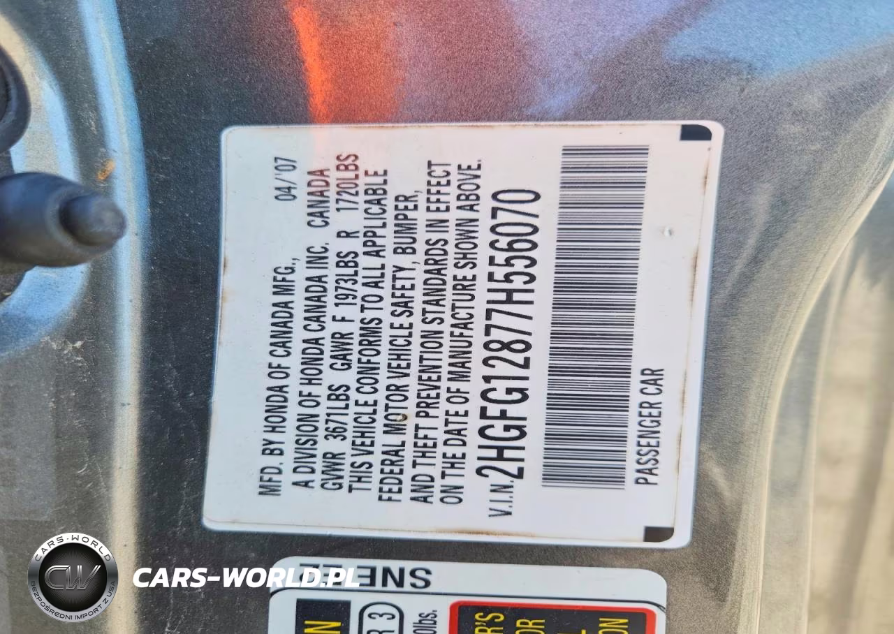 2007 Honda Civic Ex VIN:2HGFG12877H556070 - 12